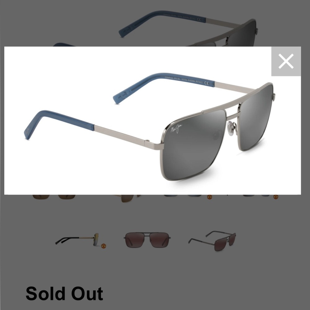 Maui Jim Compass MJ 714 17 Silver Frame + Grey Polarized Lens Sunglasses